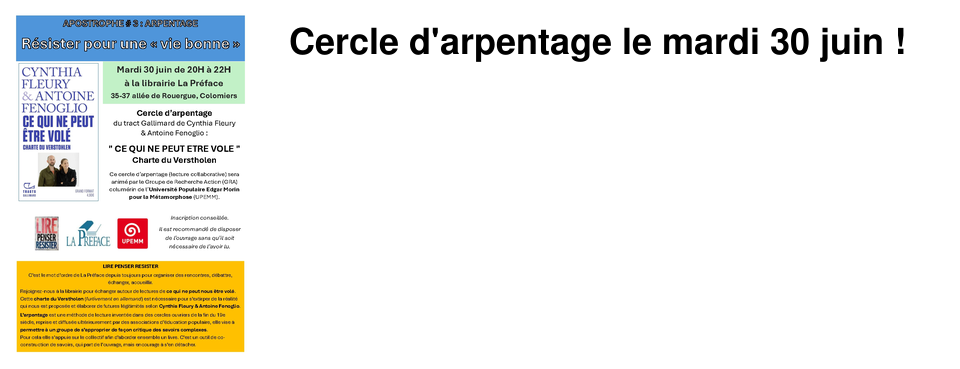 Cercle d'arpentage le mardi 30 juin !